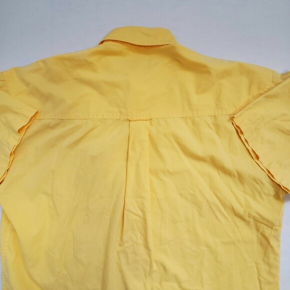 Vintage Chaps Ralph Lauren Button Up Shirt Logo Pocket Yellow Mens size Large - Picture 8 of 9